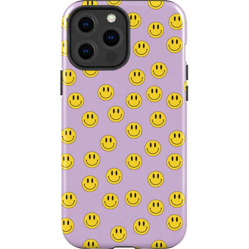 Purple Happy Face Pattern iPhone 15 Pro Max Impact Case