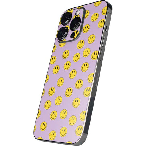 Purple Happy Face Pattern iPhone 15 Pro Skin
