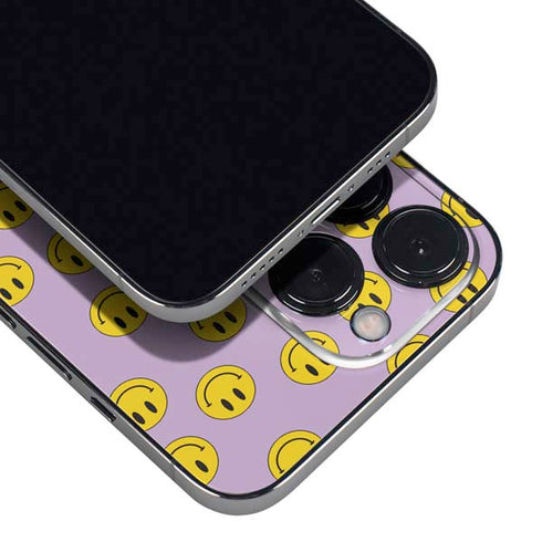 Purple Happy Face Pattern iPhone 15 Pro Skin