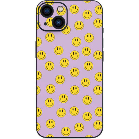 Purple Happy Face Pattern iPhone 15 Skin