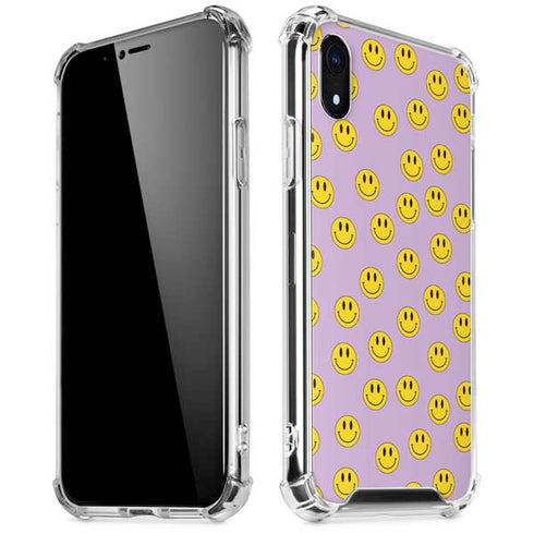 Purple Happy Face Pattern iPhone XR Clear Case