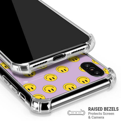 Purple Happy Face Pattern iPhone XS Max Clear Case