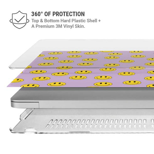 Purple Happy Face Pattern MacBook Air 15in (2023-2025) Case plus Skin