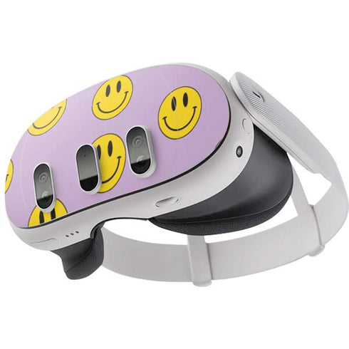Purple Happy Face Pattern Meta Quest 3 Skin