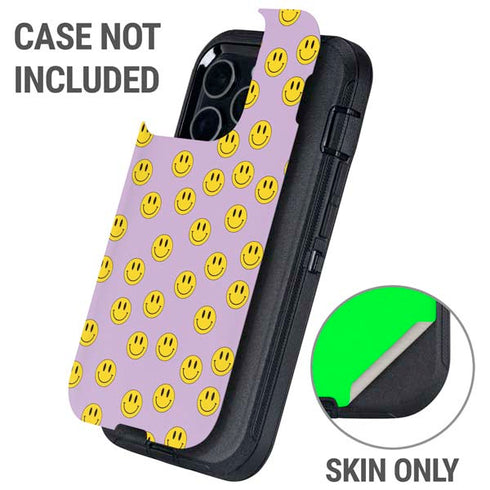 Purple Happy Face Pattern Otterbox Defender iPhone Skin