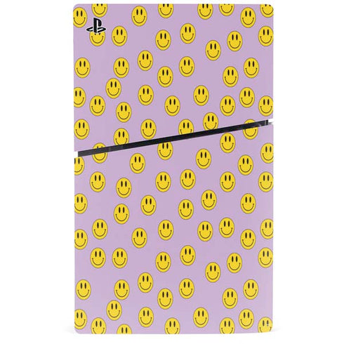 Purple Happy Face Pattern PS5 Slim Disk Bundle Skin
