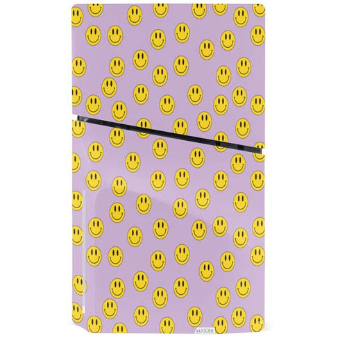Purple Happy Face Pattern PS5 Slim Disk Bundle Skin