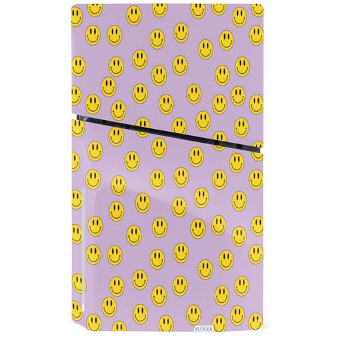 Purple Happy Face Pattern PS5 Slim Disk Console Skin
