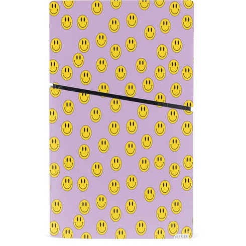 Purple Happy Face Pattern PS5 Slim Digital Edition Bundle Skin