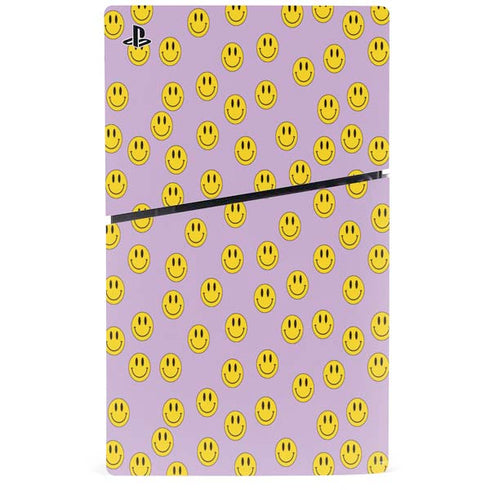 Purple Happy Face Pattern PS5 Slim Digital Edition Console Skin