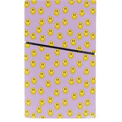 Purple Happy Face Pattern PS5 Slim Digital Edition Console Skin