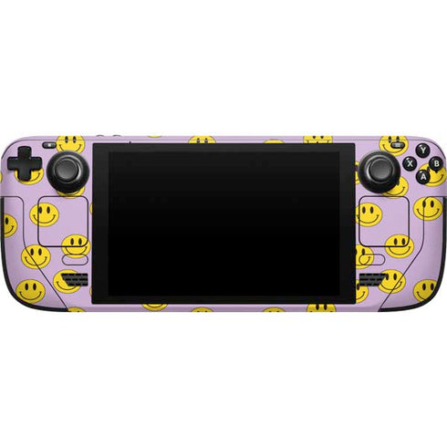 Purple Happy Face Pattern Steam Deck Handheld Gaming Computer Skin