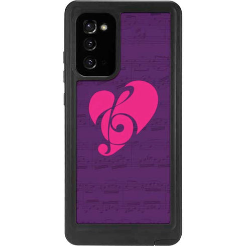 Purple Musical Notes Galaxy Note20 5G Waterproof Case