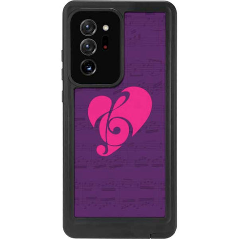 Purple Musical Notes Galaxy Note20 Ultra 5G Waterproof Case
