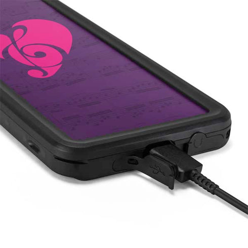 Purple Musical Notes Galaxy S20 Waterproof Case