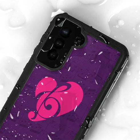 Purple Musical Notes Galaxy S23 Plus Waterproof Case