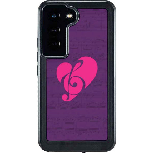 Purple Musical Notes Galaxy S23 Waterproof Case