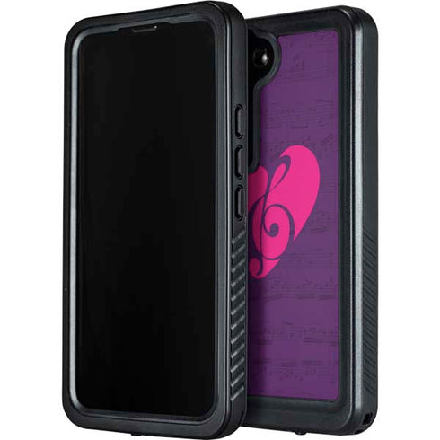 Purple Musical Notes Galaxy S23 Waterproof Case