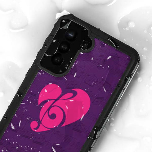 Purple Musical Notes Galaxy S23 Waterproof Case