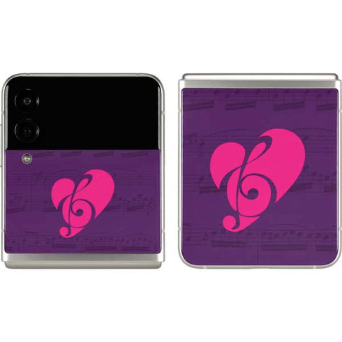 Purple Musical Notes Galaxy Z Flip3 5G Skin