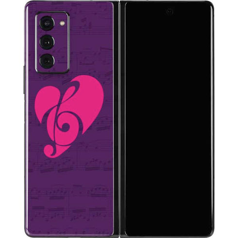 Purple Musical Notes Galaxy Z Fold2 5G Skin