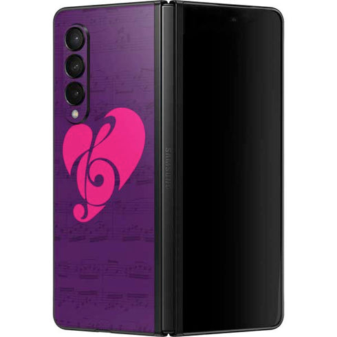 Purple Musical Notes Galaxy Z Fold3 5G Skin