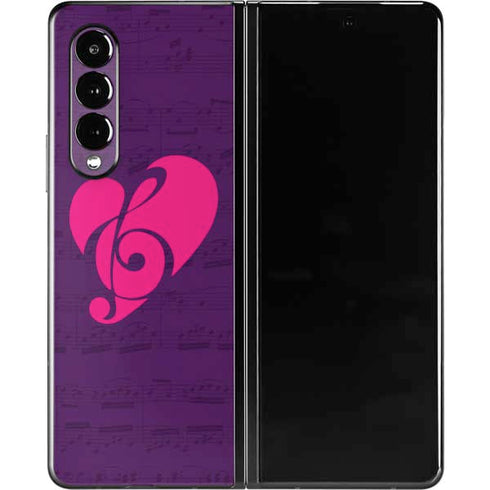 Purple Musical Notes Galaxy Z Fold3 5G Skin