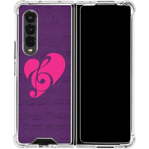 Purple Musical Notes Galaxy Z Fold4 5G Clear Case