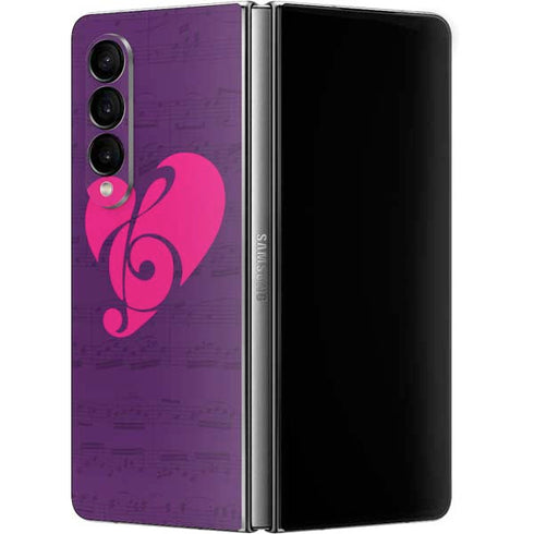 Purple Musical Notes Galaxy Z Fold4 5G Skin