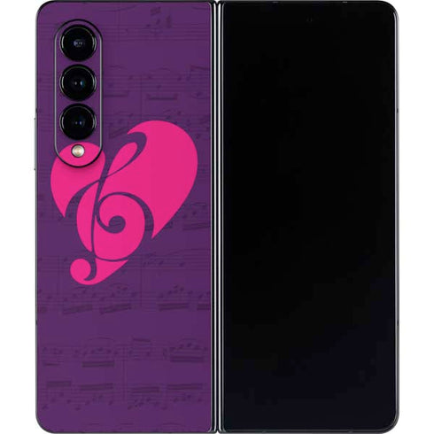 Purple Musical Notes Galaxy Z Fold4 5G Skin