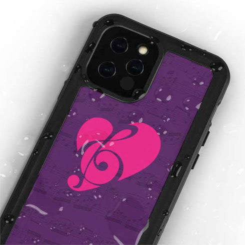 Purple Musical Notes iPhone 12 Pro Waterproof Case
