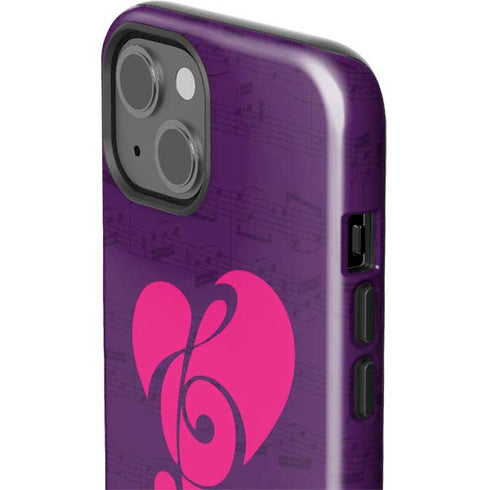Purple Musical Notes iPhone 15 Impact Case