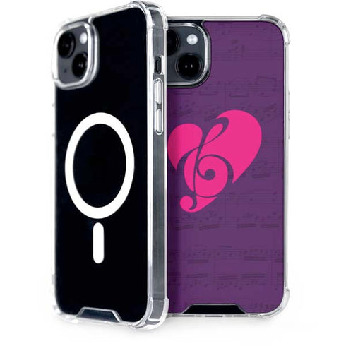 Purple Musical Notes iPhone 15 Plus MagSafe Case