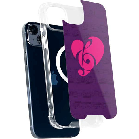 Purple Musical Notes iPhone 15 Plus MagSafe Case