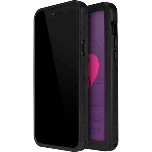 Purple Musical Notes iPhone 15 Pro Waterproof Case