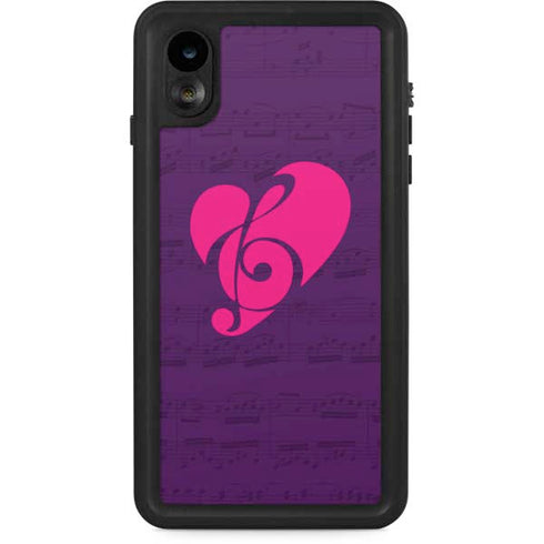 Purple Musical Notes iPhone XR Waterproof Case