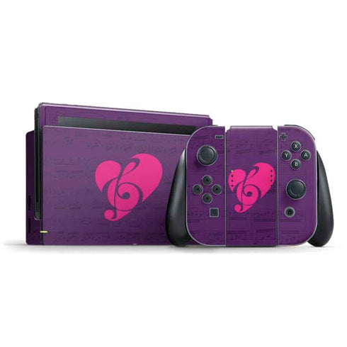 Purple Musical Notes Nintendo Switch Bundle Skin