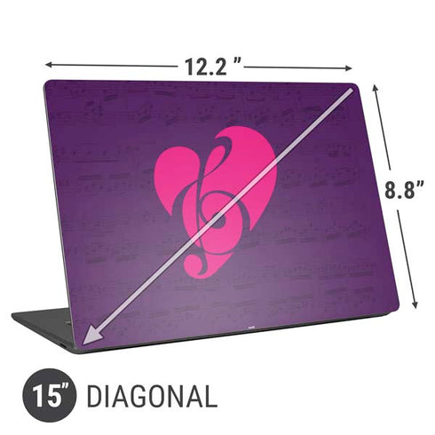 Purple Musical Notes Universal Laptop 15in (12.2 x 8.8in) Skin