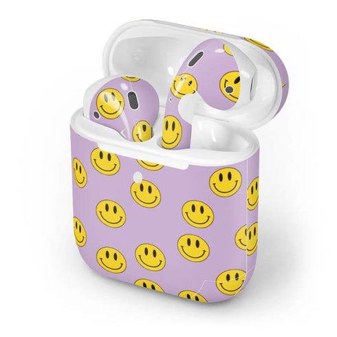 Purple Happy Face Pattern Apple AirPods 2 Skin
