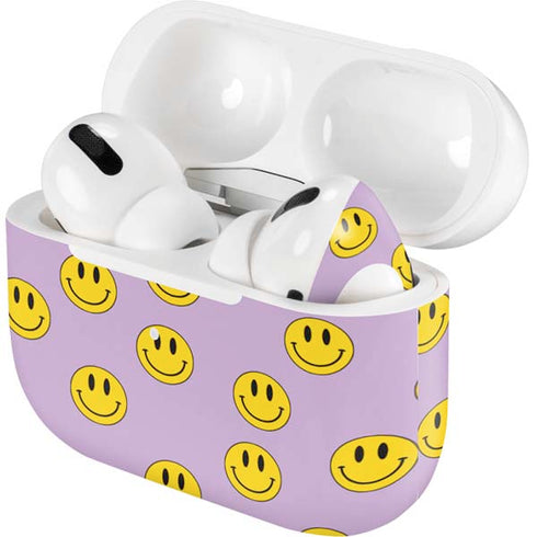 Purple Happy Face Pattern Apple AirPods Pro Skin