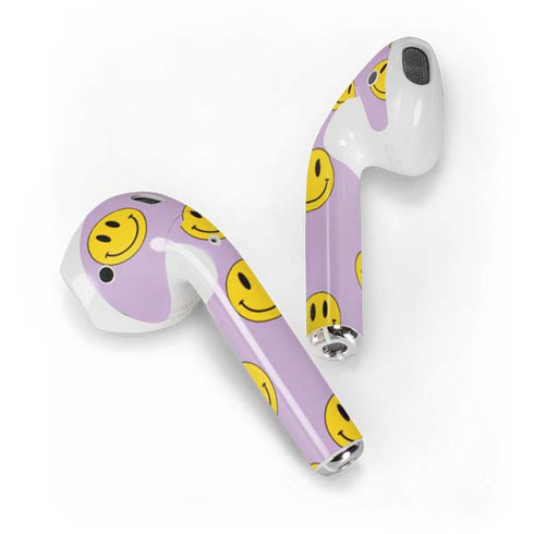 Purple Happy Face Pattern Apple AirPods Skin