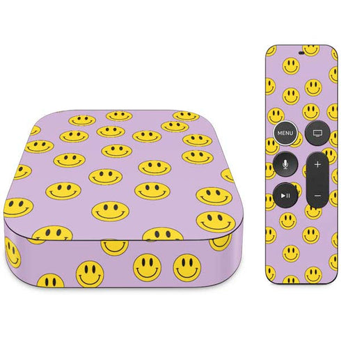 Purple Happy Face Pattern Apple TV Skin