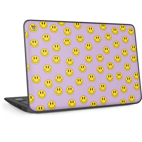 Purple Happy Face Pattern HP Chromebook Skin