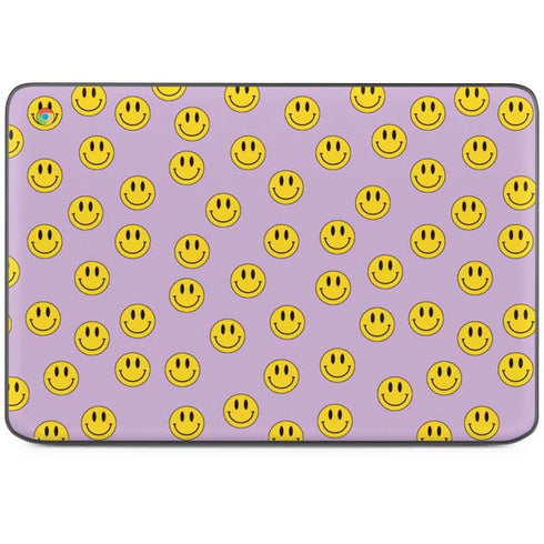 Purple Happy Face Pattern HP Chromebook Skin