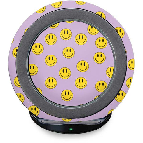 Purple Happy Face Pattern Fast Charge Wireless Charging Stand Skin