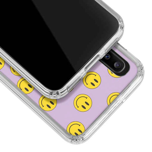Purple Happy Face Pattern Galaxy A20 Clear Case