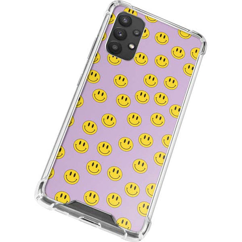 Purple Happy Face Pattern Galaxy A32 5G Clear Case