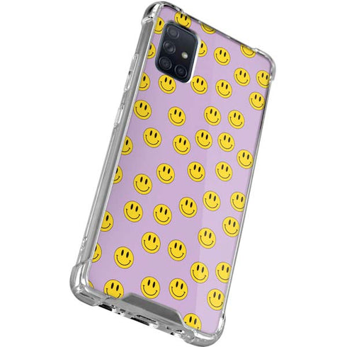 Purple Happy Face Pattern Galaxy A51 5G Clear Case