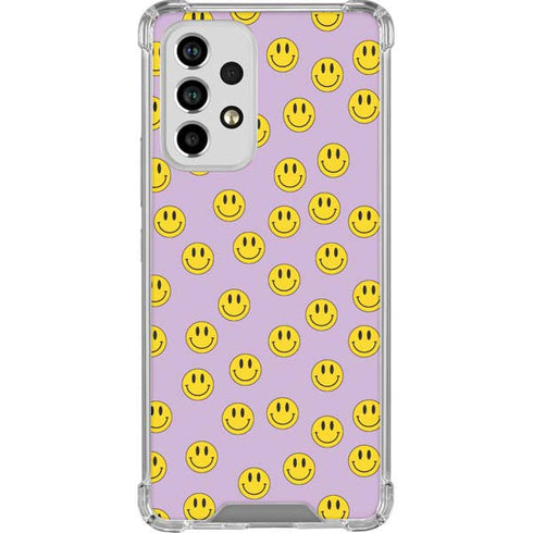 Purple Happy Face Pattern Galaxy A53 5G Clear Case