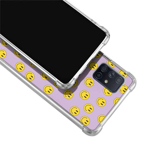 Purple Happy Face Pattern Galaxy A71 5G Clear Case